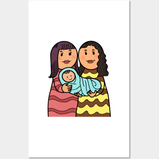 Happy Young Lesbian Family Posters and Art